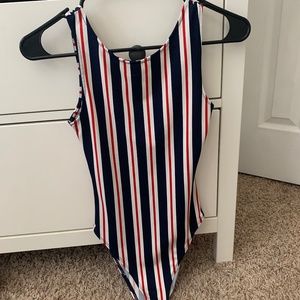 Striped low back bodysuit